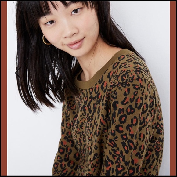 MADEWELL LEOPARD SWEATSHIRT IN JUNGLE CAT Sz MEDIUM - Picture 6 of 15